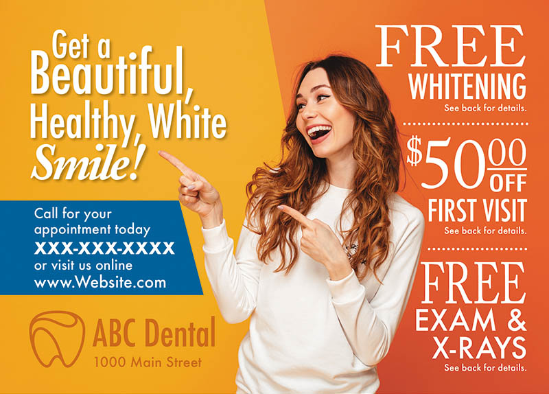 teeth whitening postcard example