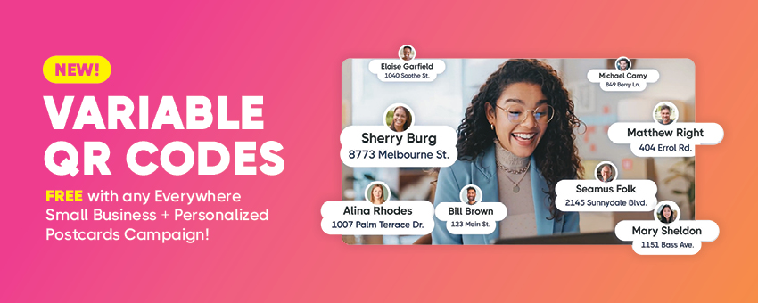 Variable QR Codes Are Free with a Personalized Postcard Marketing Program!