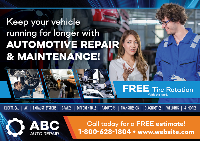 Automotive Repair Postcard Example