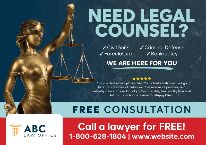 Legal Services Free Sample Post Card