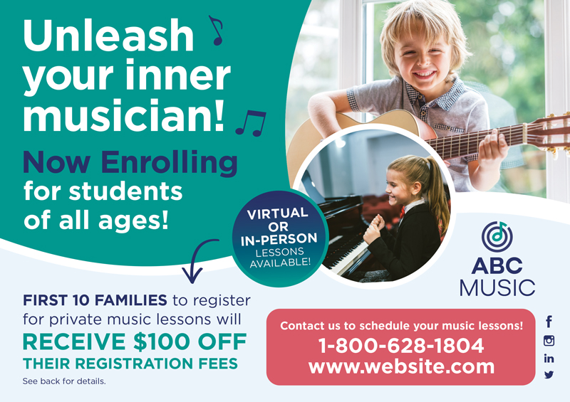 Music Lesson Postcard Sample