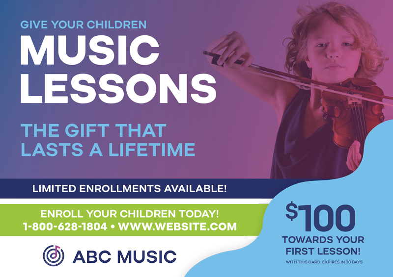 Music School Marketing Postcard Idea