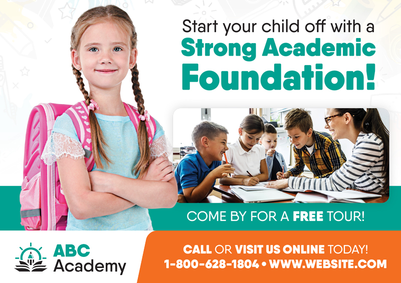 Private School Enrollment Postcard Design