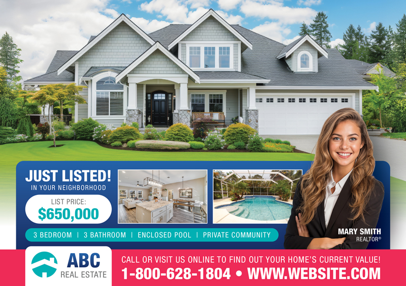 Real Estate Just Listed by Name Postcard