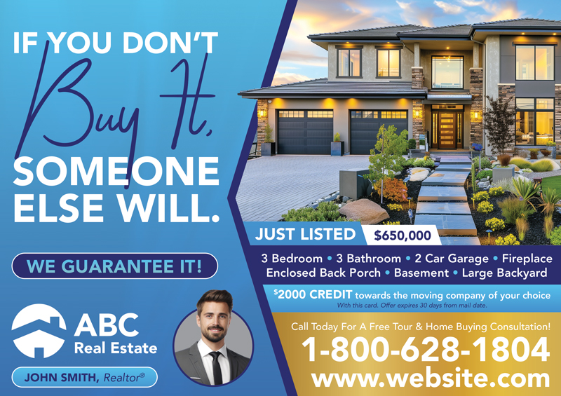 Realtor Just Listed Market Analysis Postcard