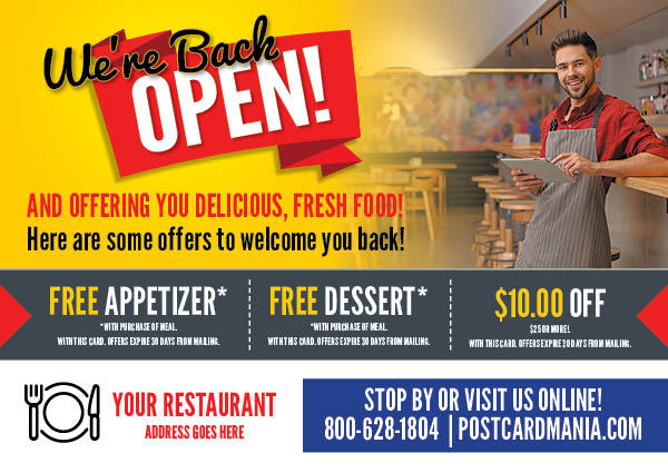 We're Open Again Postcard